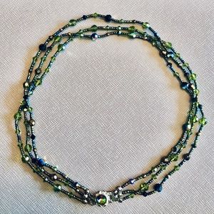Blue/Green Iridescent Beaded Retro Choker
